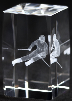  Награда хруст Лыжный спорт KR5080/SKI 50х50х80мм в комплекте коробка 