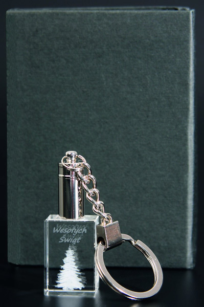 Награда стеклянная (сувенир) Брелок с подсветкой голубой диодной (30х15х20) футляр в комплект KH1520