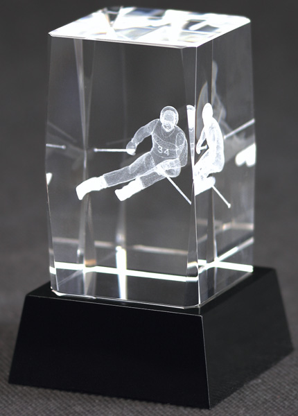  Награда хрустальная Лыжный спорт CAL50105/SKI 50х50х105мм 